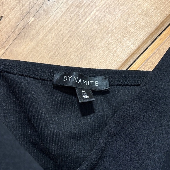 Dynamite Cross Over Crop Top Black Medium - Picture 2 of 3